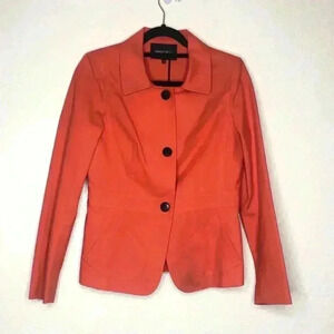 Lafayette 148 Orange Blazer Size 4 Coral Button Up